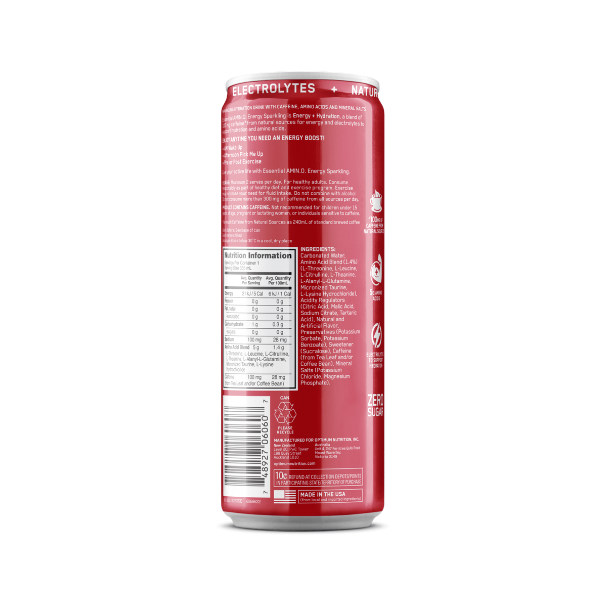 ON AMINO ENERGY SPARKLING JUICY STRAWB 355ML