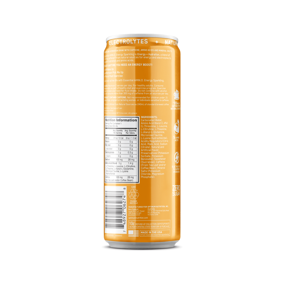ON AMINO ENERGY SPARKLING MANGO PINEAPPLE LIMEADE 355ML