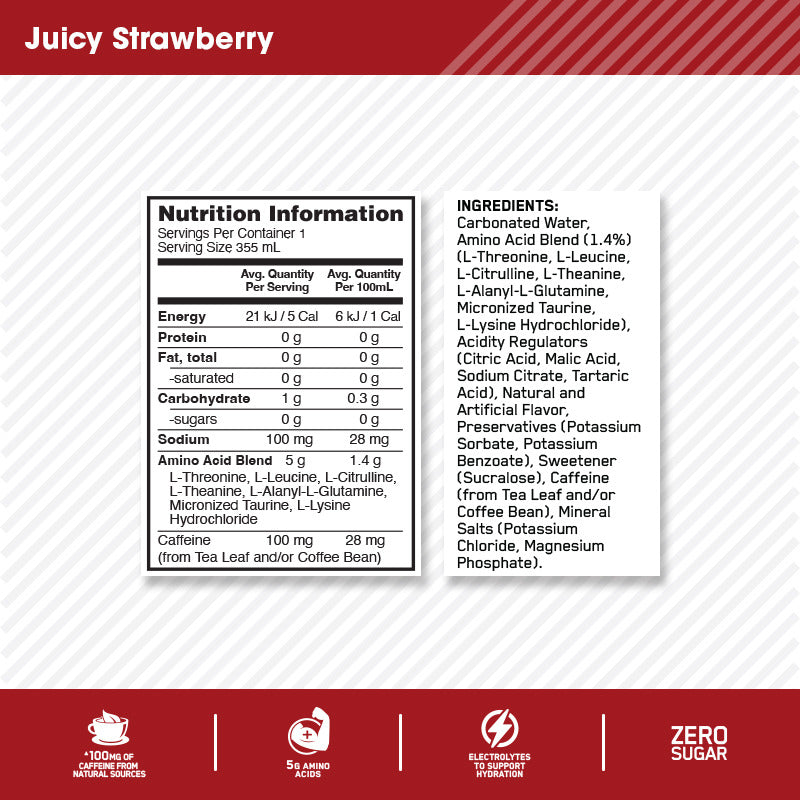 ON AMINO ENERGY SPARKLING JUICY STRAWB 355ML