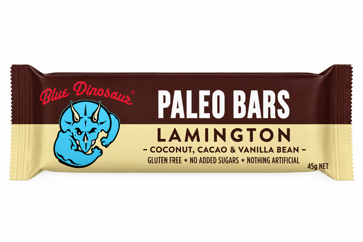 BLUE DINOSAUR LAMINGTON PALEO BAR