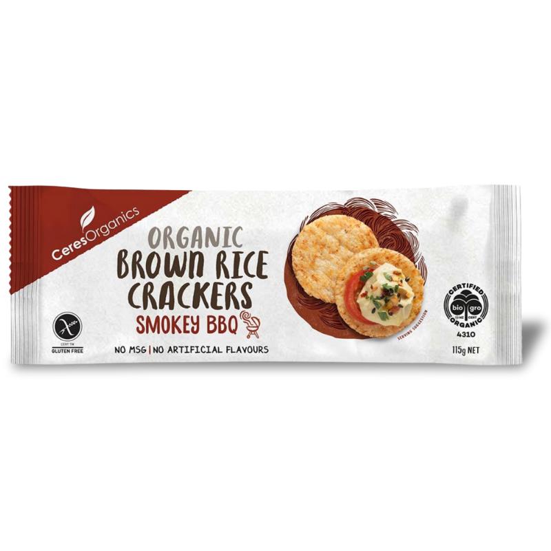 CERES BBQ BROWN RICE CRACKERS 115G