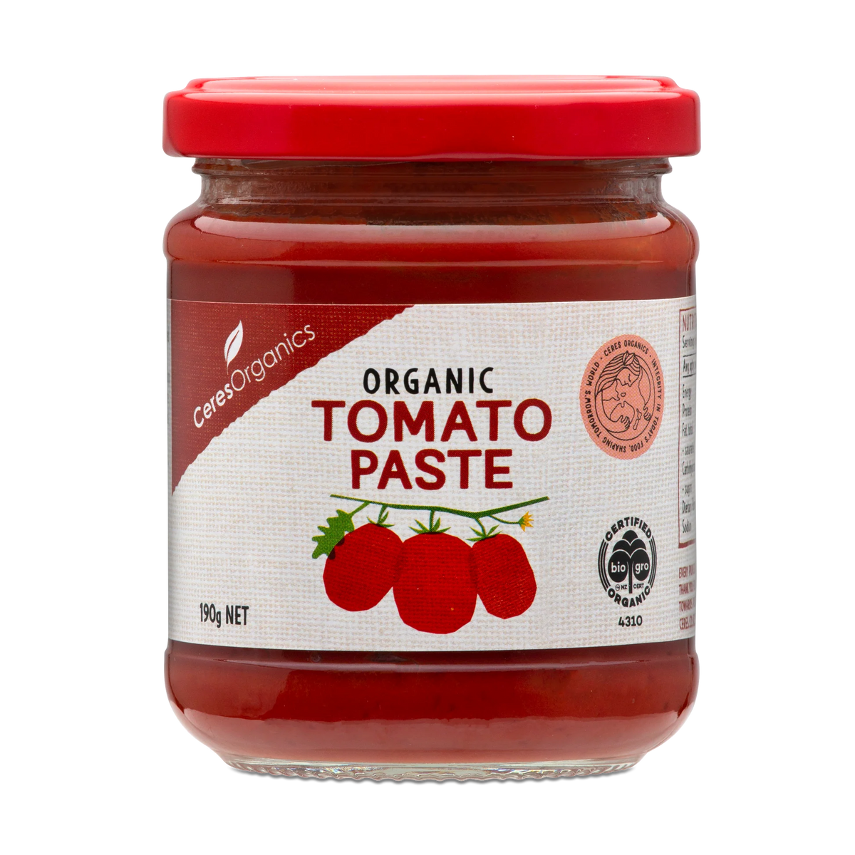CERES ORGANIC TOMATO PASTE 190G