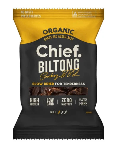 CHIEF GRASS FED BILTONG SMOKEY BBQ 30G