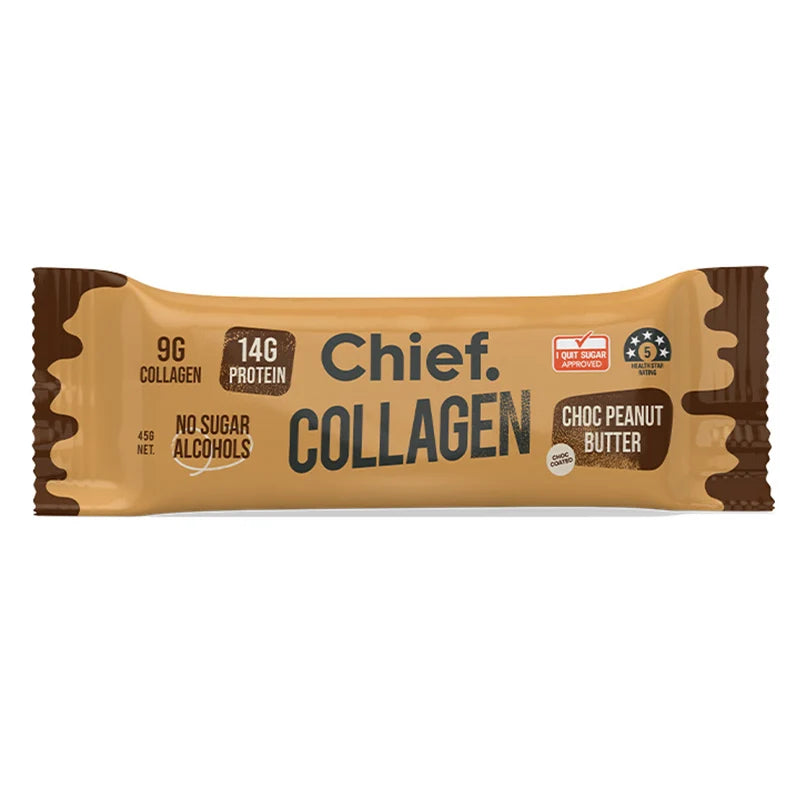 CHIEF COLLAGEN PROTEIN BAR CHOC PEANUT BUTTER 45G