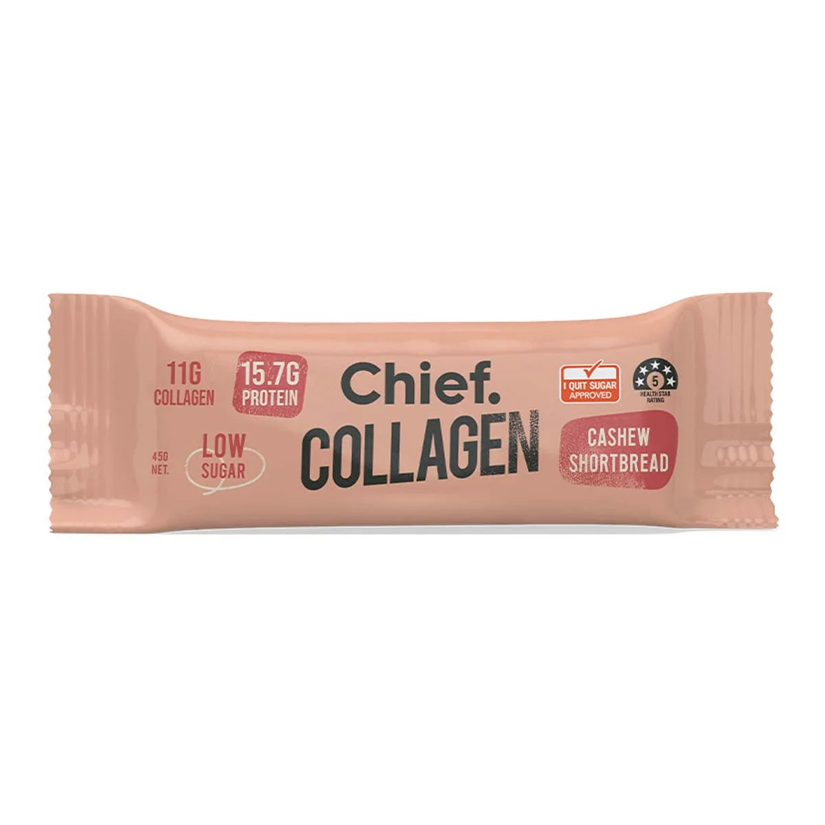 CHIEF COLLAGEN PROTEIN BAR - CASHEW SHORTBREAD 45G