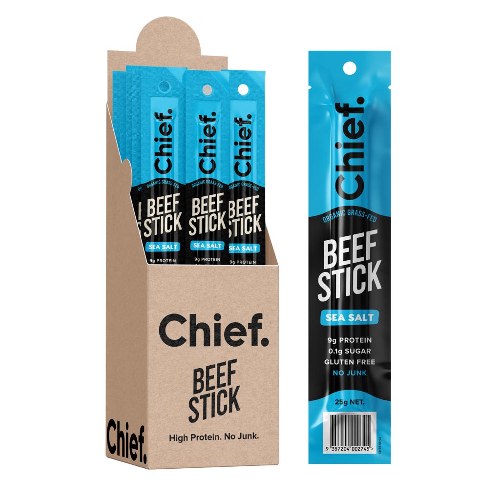 CHIEF GRASS FED BEEF STICK SEA SALT 25G
