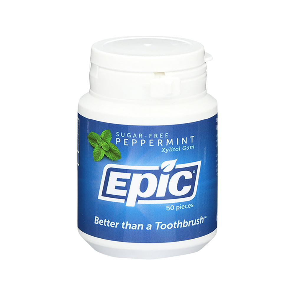 EPIC XYLITOL DENTAL GUM PEPPERMINT 50PC TUB