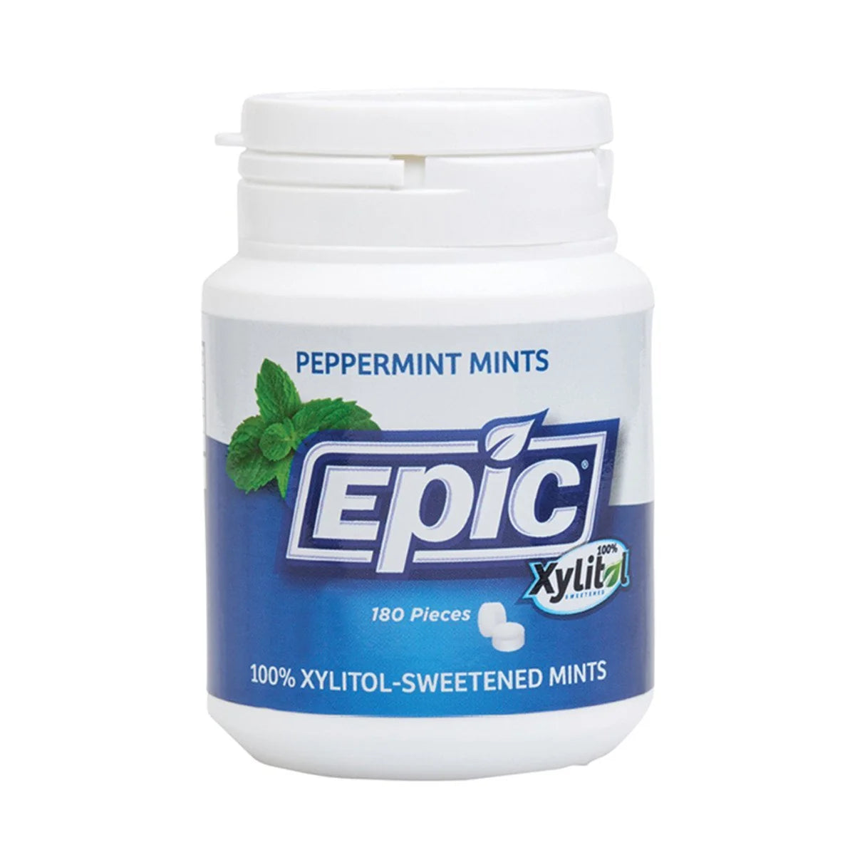 EPIC XYLITOL DENTAL MINTS PEPPERMINT 180PC TUB