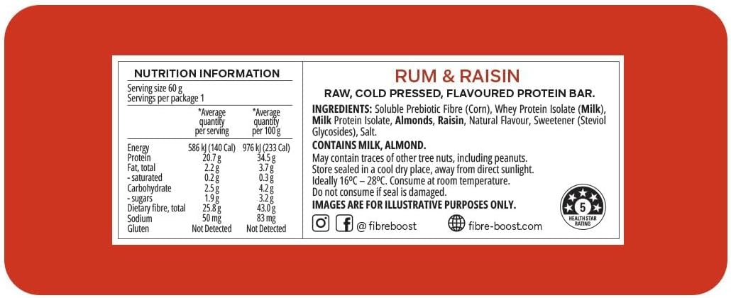FB RUM &amp; RAISIN PROTEIN BAR 60G
