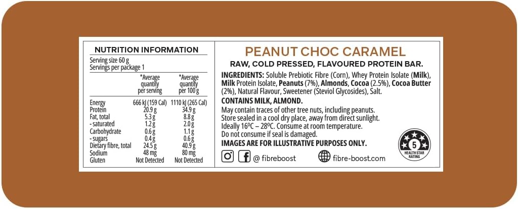 FIBRE BOOST PEANUT CHOC CARAMEL 60G