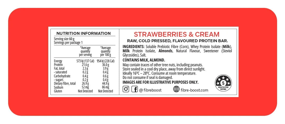 FIBRE BOOST STRAWBERRIES &amp; CREAM 60G