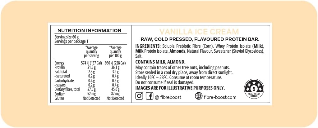 FIBRE BOOST VANILLA ICE CREAM 60G