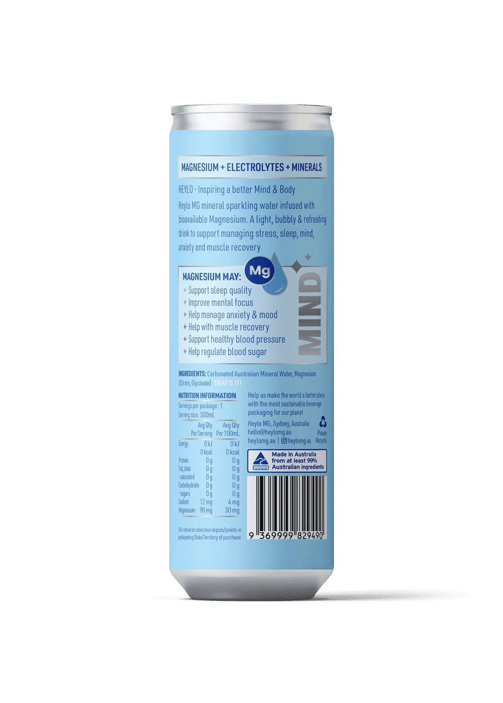 HEYLO MAGNESIUM SPARKLING WATER 300ML
