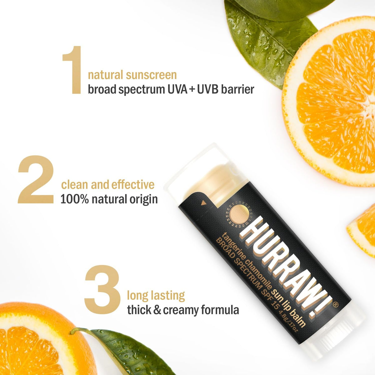 HURRAW TANGERINE CHAMOMILE SPF15 LIP BALM 4.3G