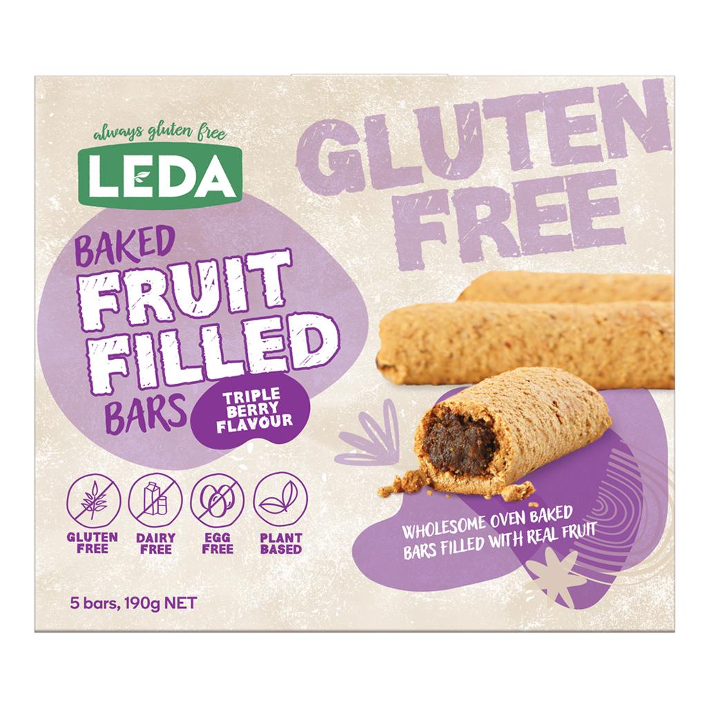 LEDA GF BAKED FRUIT FILLED BARS TRIPLE BERRY 5PK
