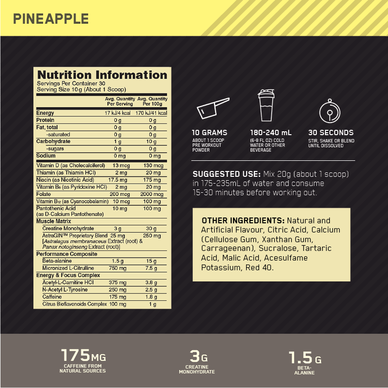 OPTIMUM NUTRITION GS PREWORKOUT