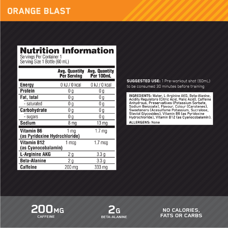 ON PURE PRE 200 ORANGE BLAST 60ML